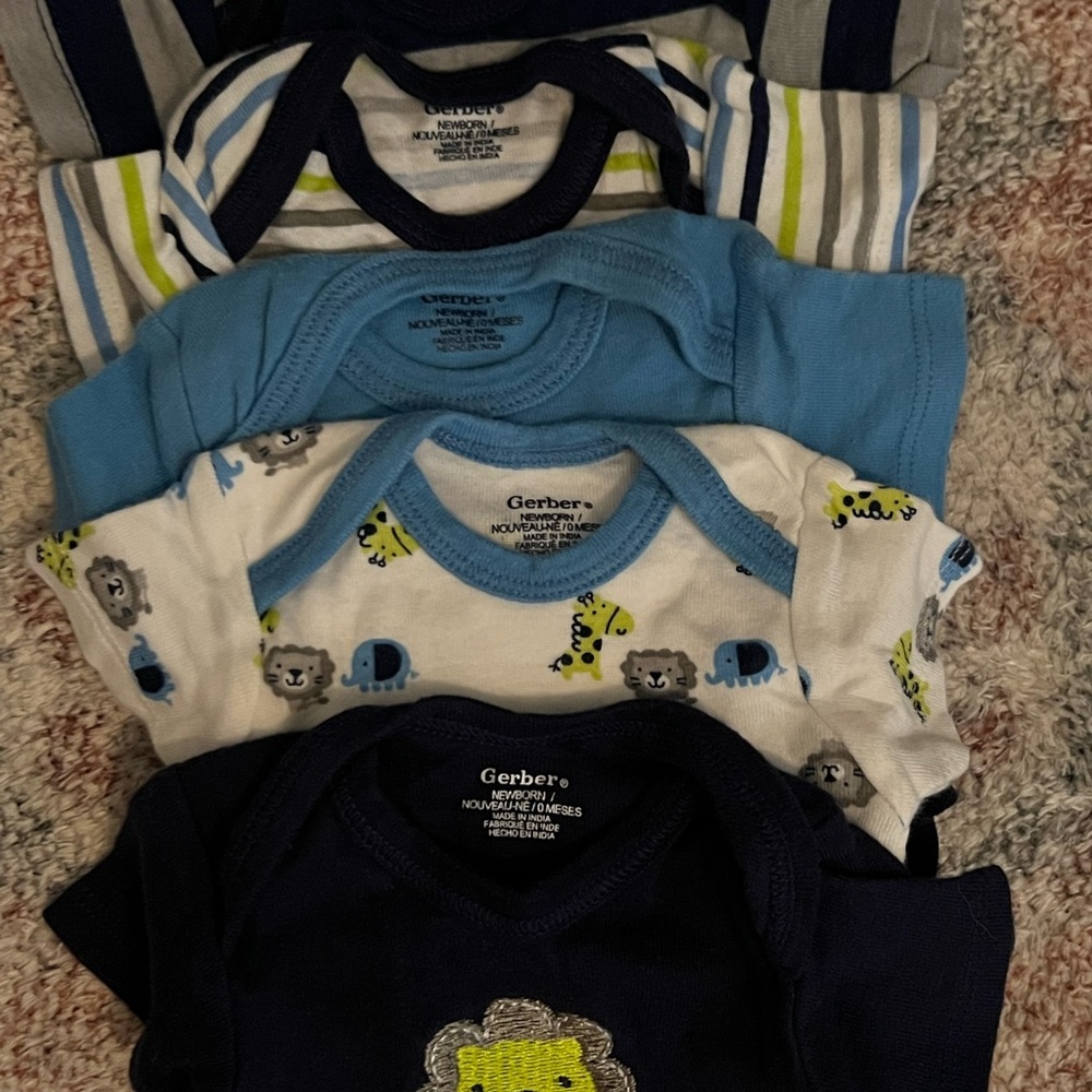 Gerber Baby Onesies Set - Navy, Blue, and White